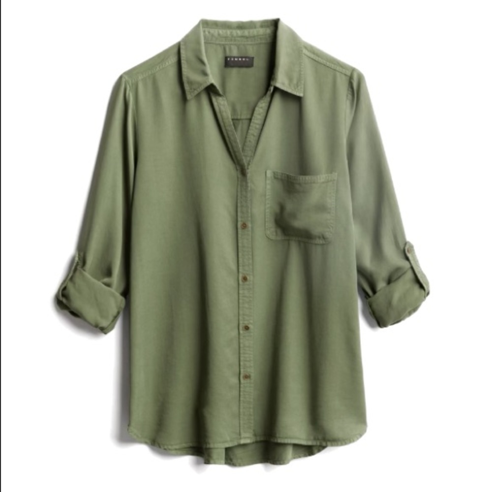 Olive Green Button Down Top